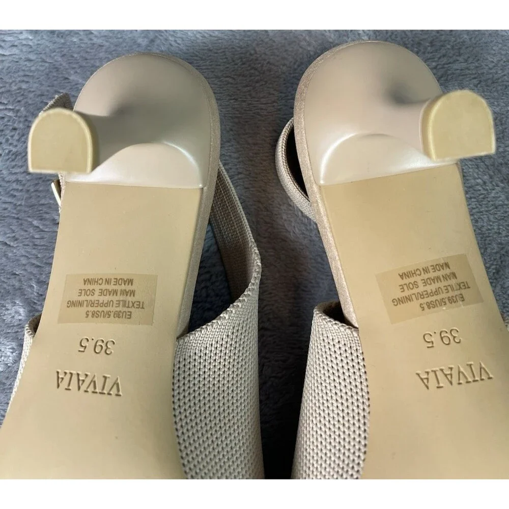 Vivaia NEW Addison knit womens almond kitten heel slingback shoes US 8.5 $169